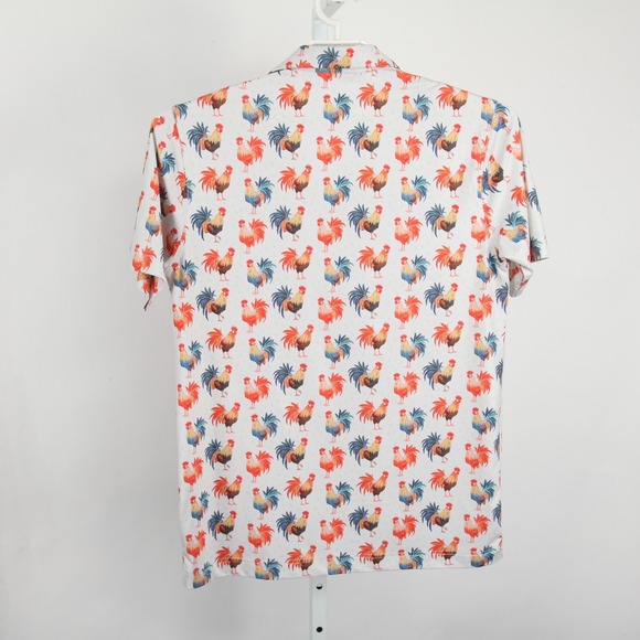 Waggle Polo Shirt Mens Medium Rooster Animal Print Golf Performance Stretch - Picture 3 of 10